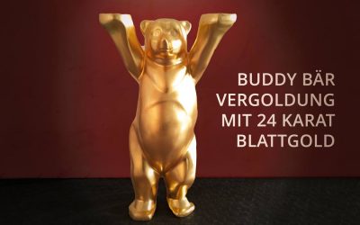 Goldene Zeiten: Berliner Buddy Bär mit 24 Karat Blattgold vergoldet