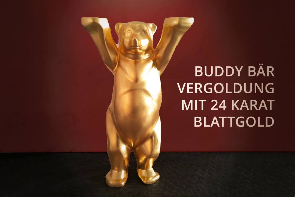 Vergoldeter Berliner Buddy Bär 24 Karat Blattgold